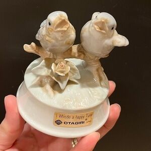 Otagiri Little Blue Birds Music Box ~ I Whistle a Happy Tune Made in Japan